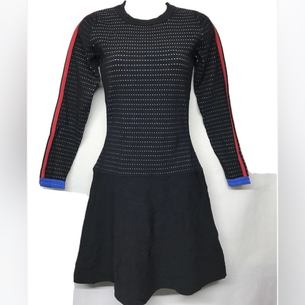 Morgan de Toi Black Dress with Red and Blue Details Large - Picture 3 of 13